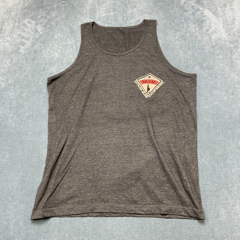 AMS Tank Top Men 2XL Heather Gray Graphic Logo Cotton Round Neck Training Casual